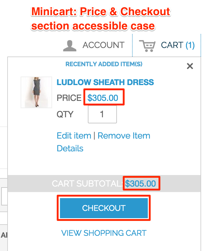 Price/Checkout Section - Accessible Case (Mini - Cart)