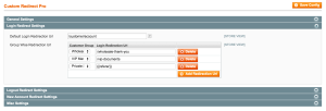 Customer Login Redirect Settings